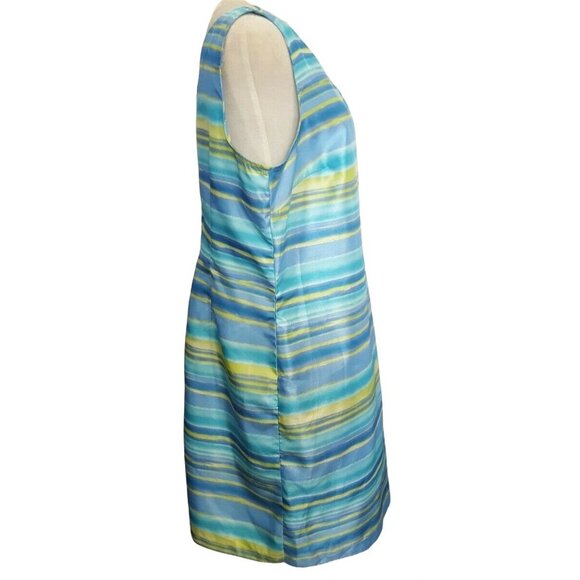 Expressions Vintage Dress 18 Sheath Sleeveless Blue Stripe Knee Length Women - Picture 6 of 8